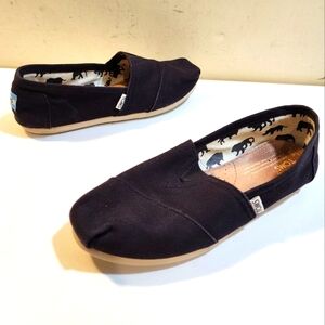 Toms Black Canvas Slip-Ons Espadrilles Size 8W